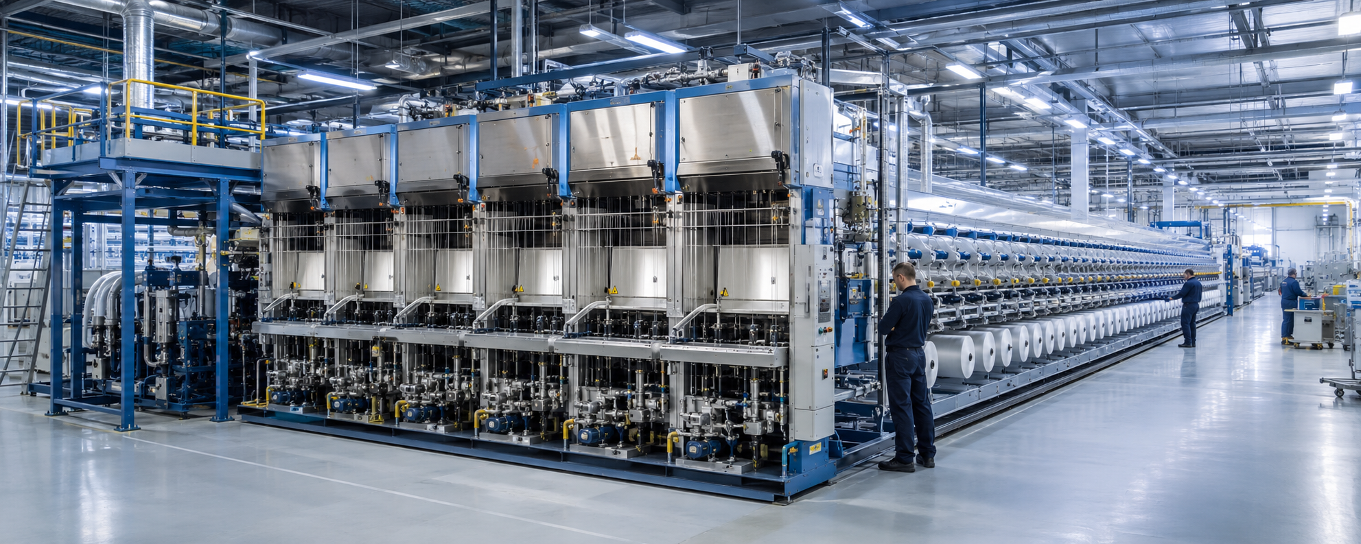 Industrial polyester filament spinning plant